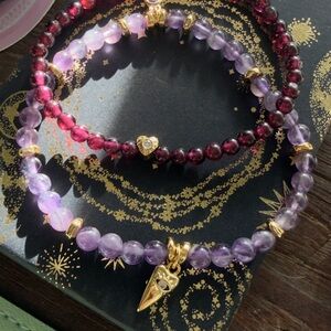 Amplify Your Love Garnet and Amethyst Gemstone Bracelets